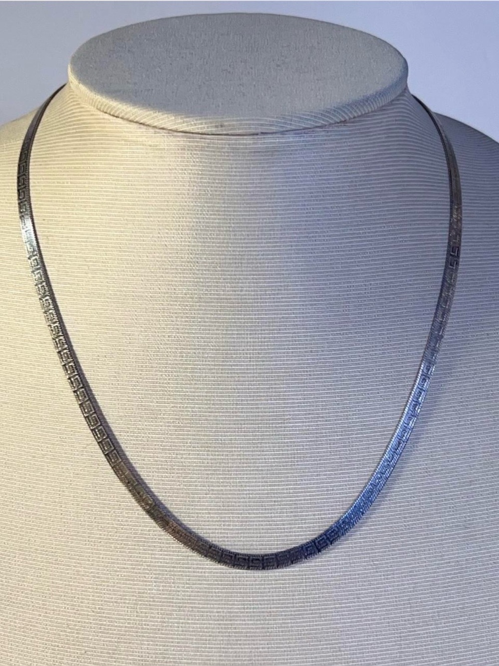 Sterling Silver Greek Key Herringbone Necklace - Silver
